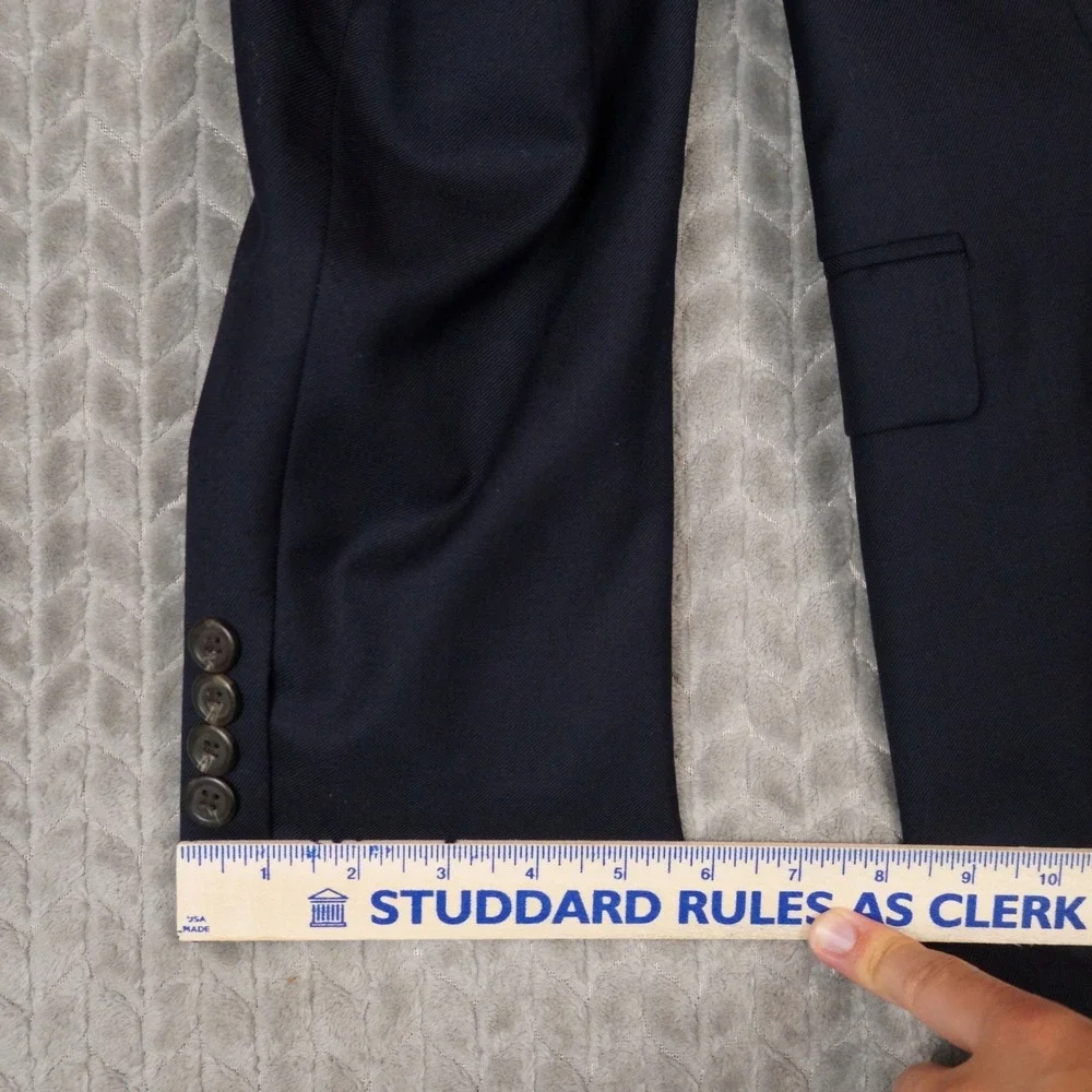 Lauren Ralph Lauren Blazer Men 38R Navy Blue Solid Sport Coat Wool Blend